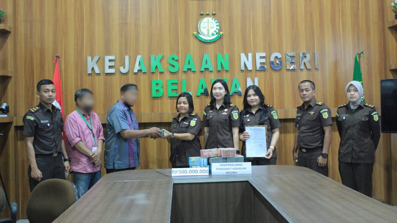 Kejari Belawan Terima Uang Pengganti Rp500 Juta Kasus Korupsi Dana BOS SMA Negeri 19 Medan